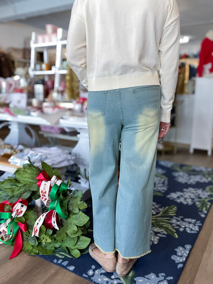 Golden Fringe Wide Leg Pants Easel