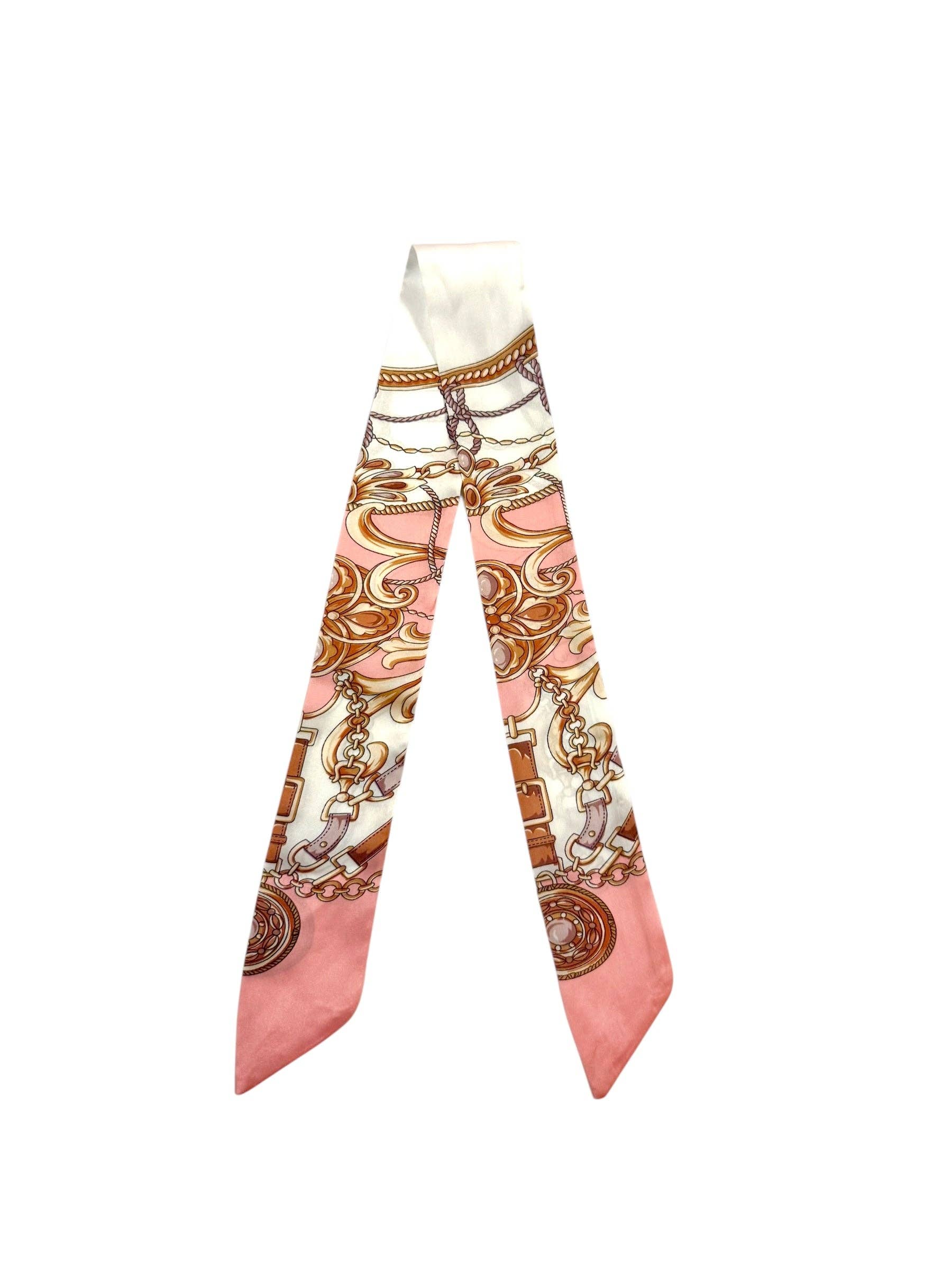 Twilly Scarf (LIGHT PINK/TAN BUCKLE CHAIN) Camel Threads