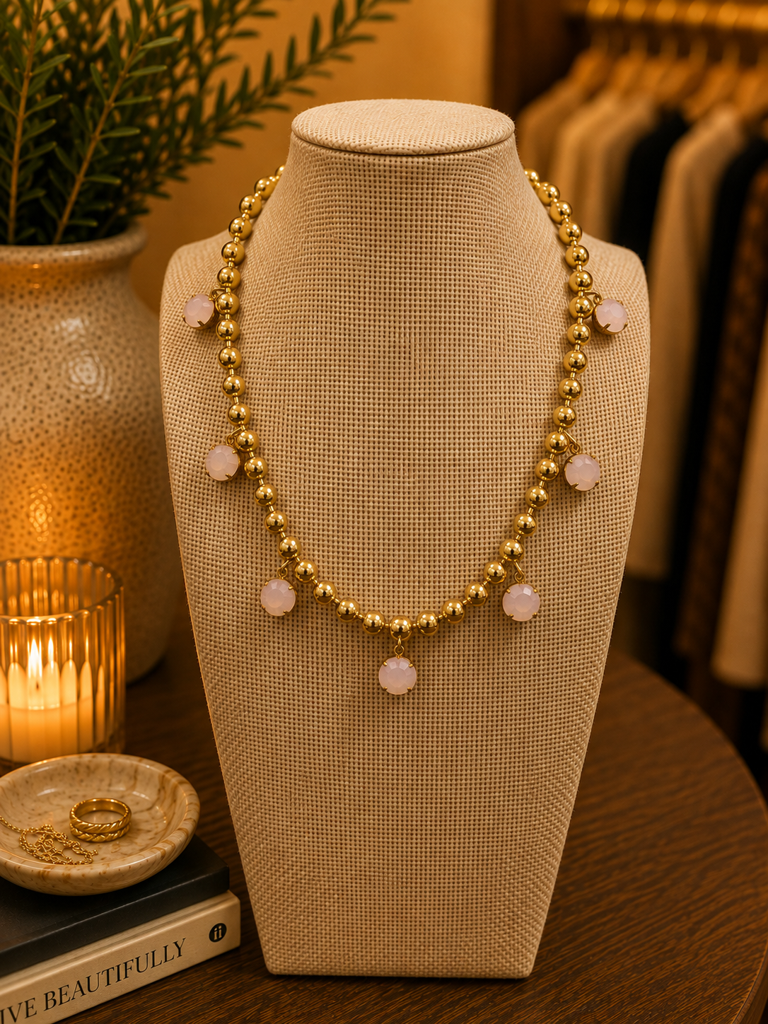 Crystal Drop Necklace By Yochi Yochi NY