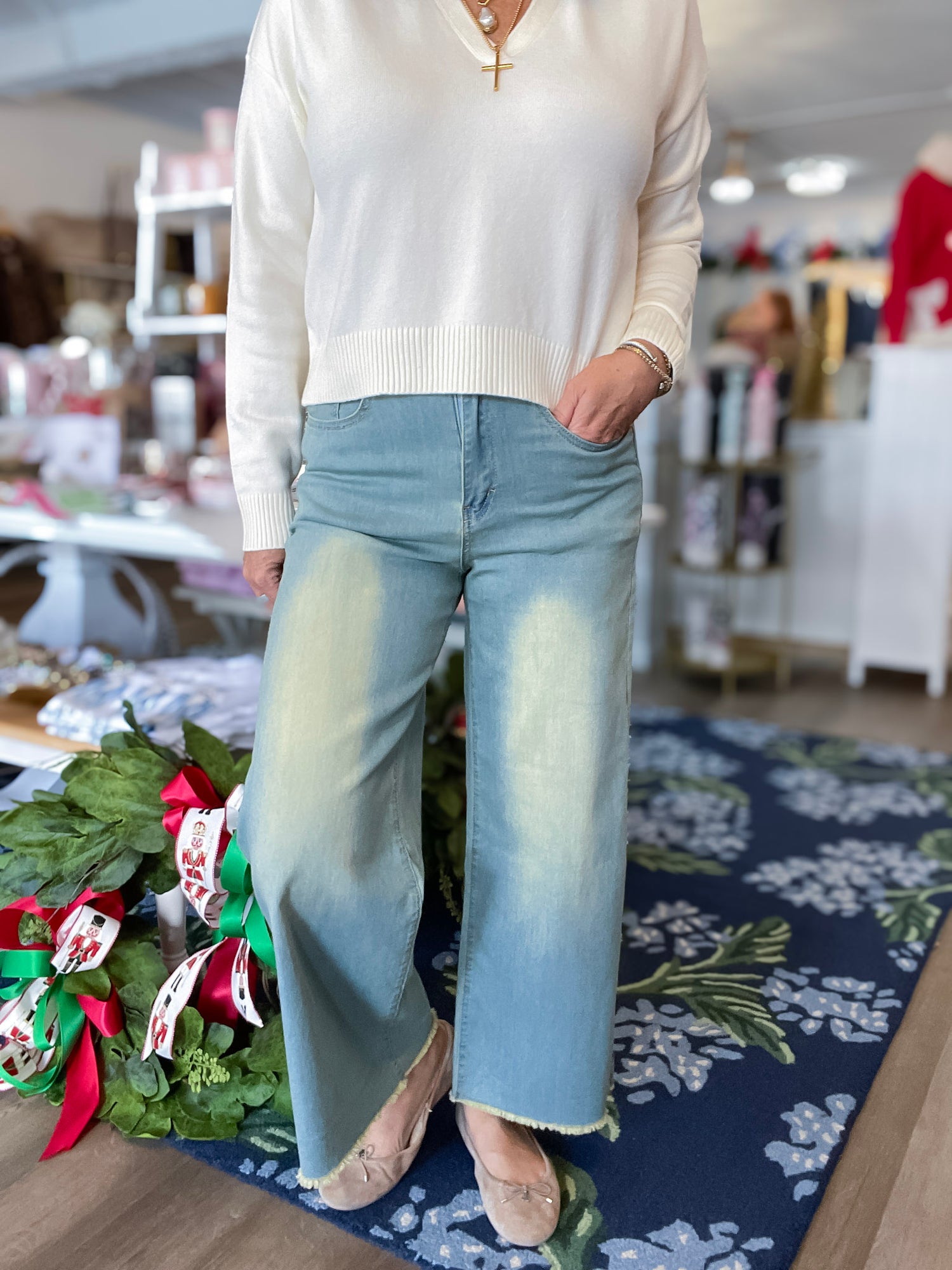 Golden Fringe Wide Leg Pants Easel