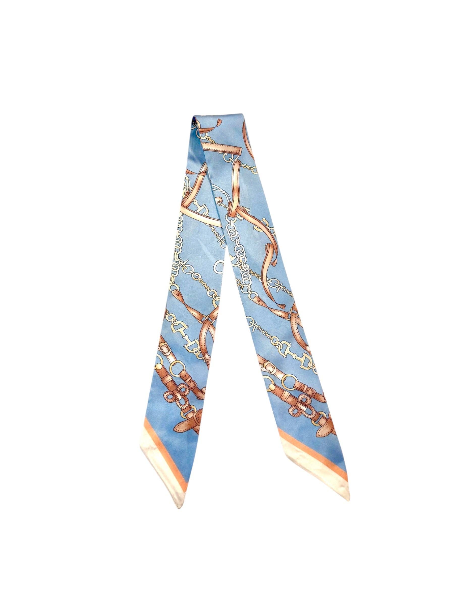 Twilly Scarf (LIGHT BLUE/TAN CHAIN TWILLY) Camel Threads