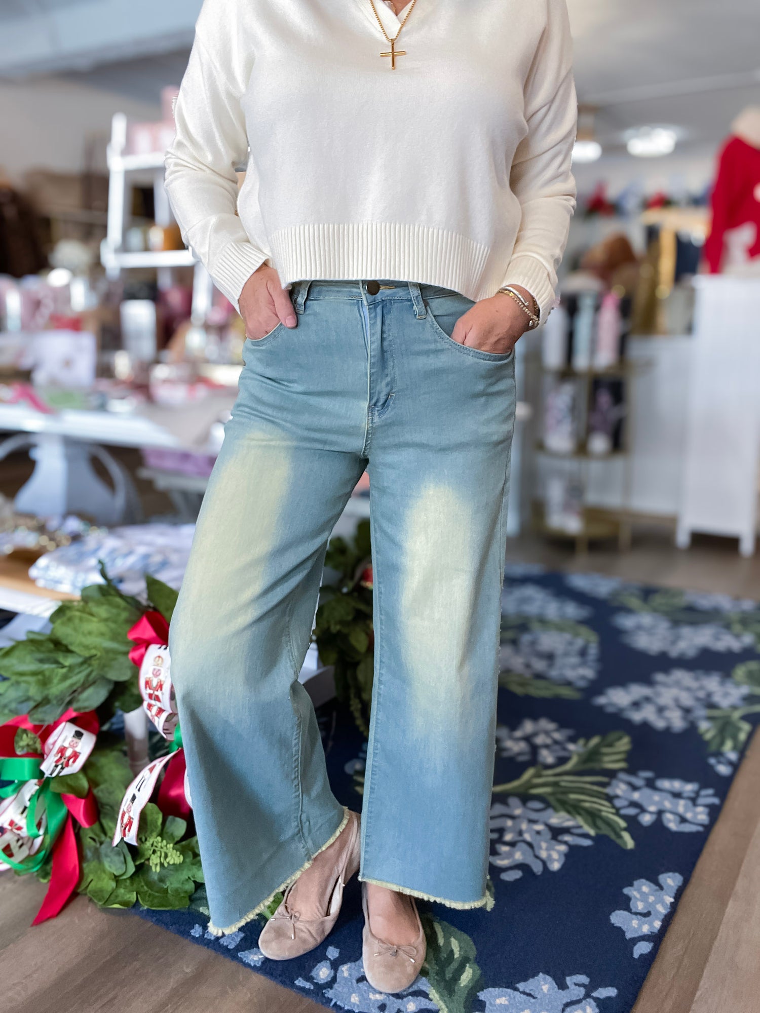 Golden Fringe Wide Leg Pants Easel