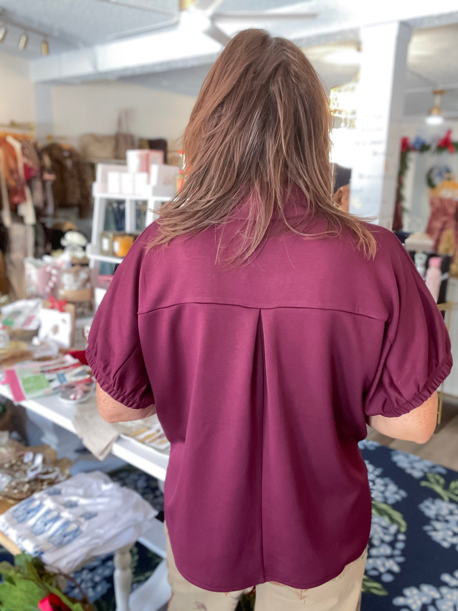 Cabernet Charm Split Neck Top Entro