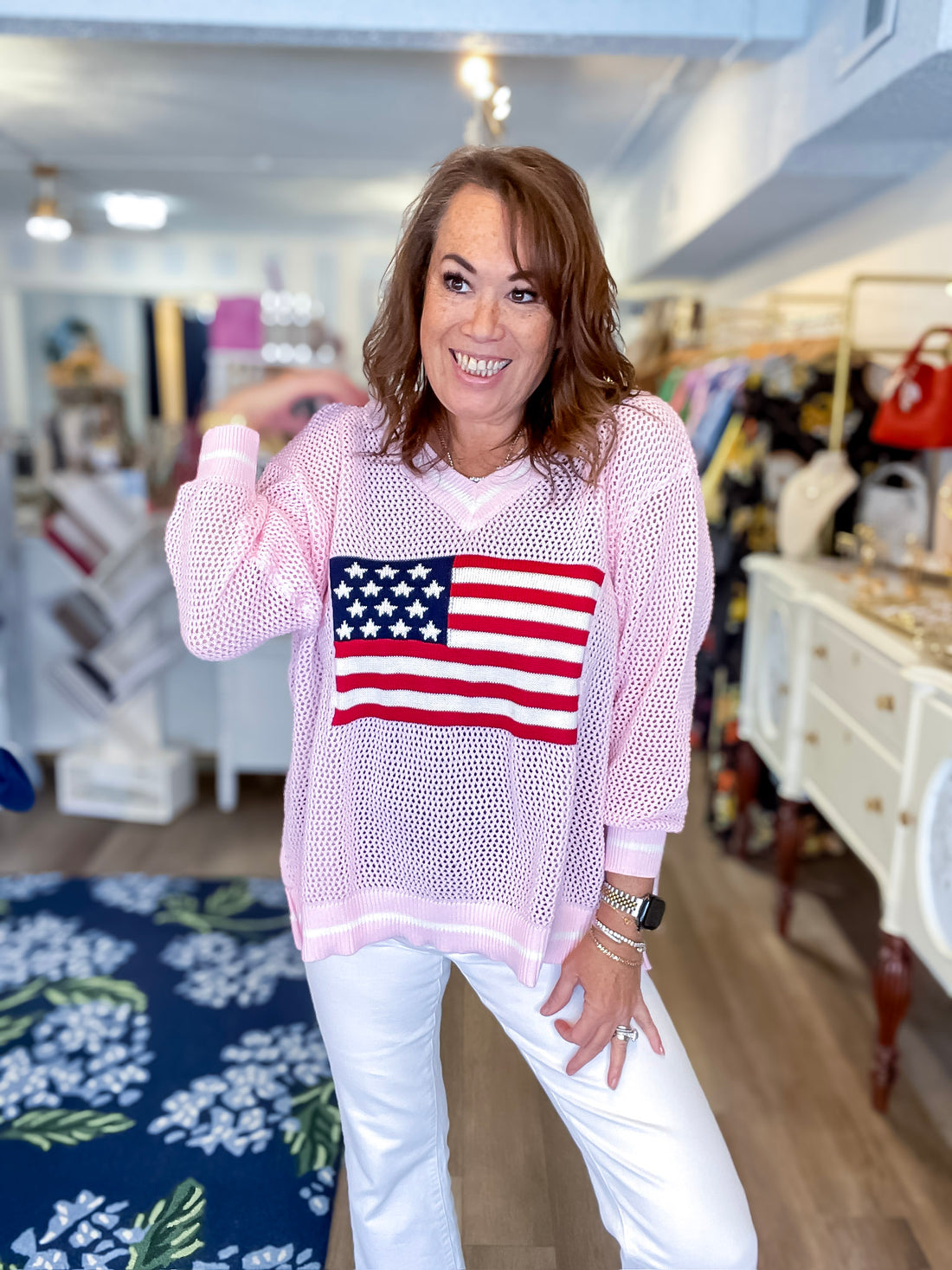 Americana Flag Sweater - Pink Mudpie