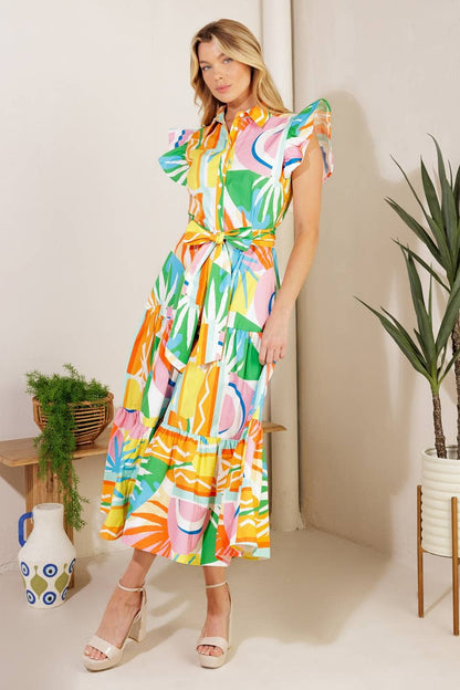 A printed woven midi dress - ID21963 FLYING TOMATO