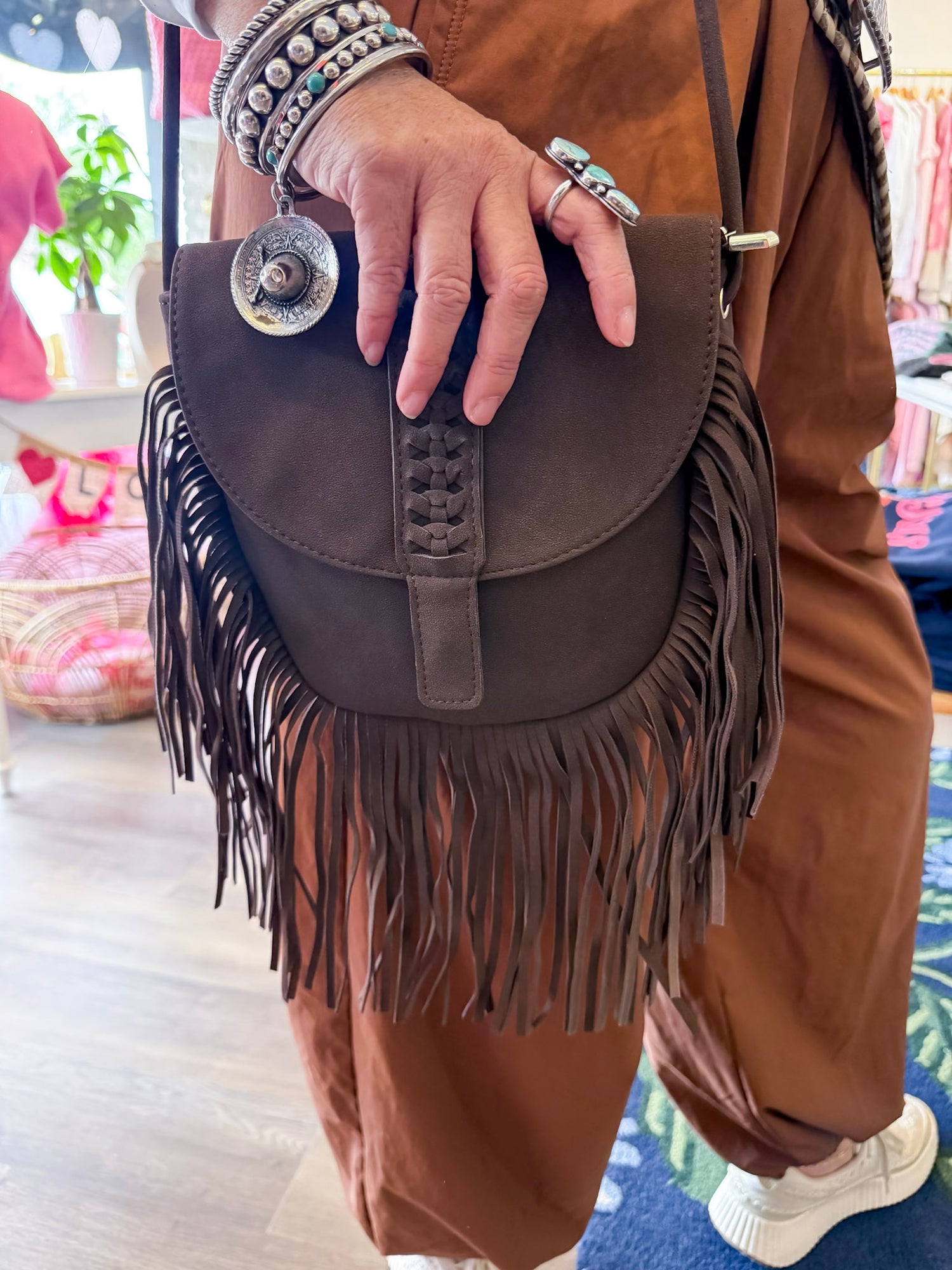 Wanderlust Fringe Crossbody -Espresso Threads of Grace