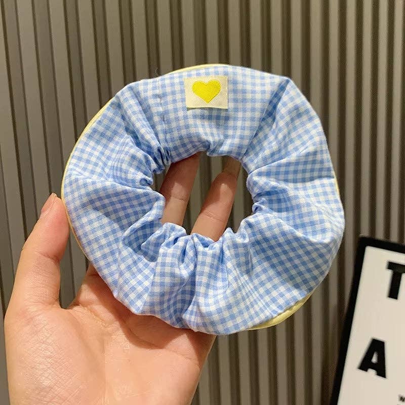 Romie Blue Checkered Scrunchie