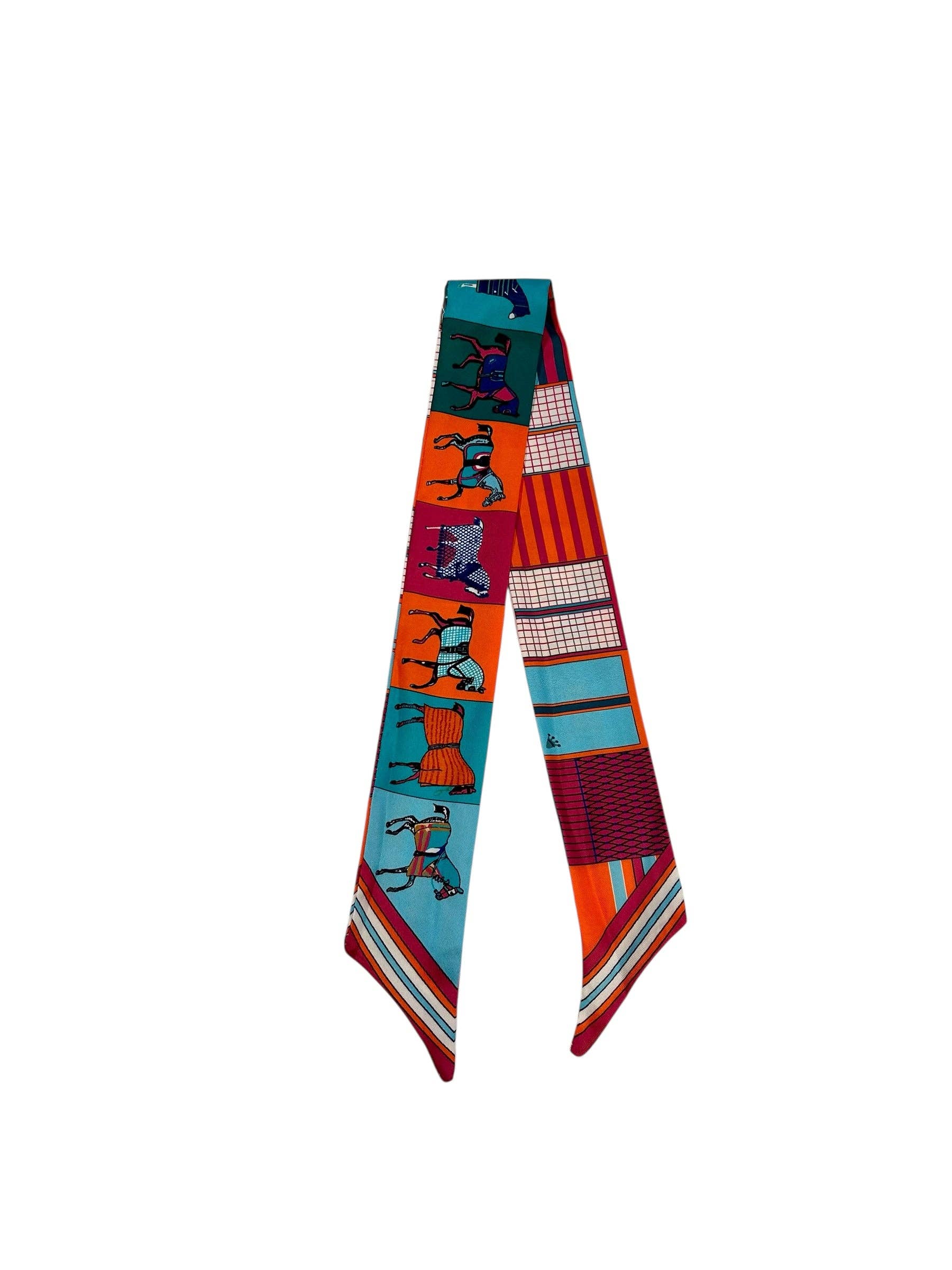 Twilly Scarf (BLUE/ORANGE HORSE) Camel Threads
