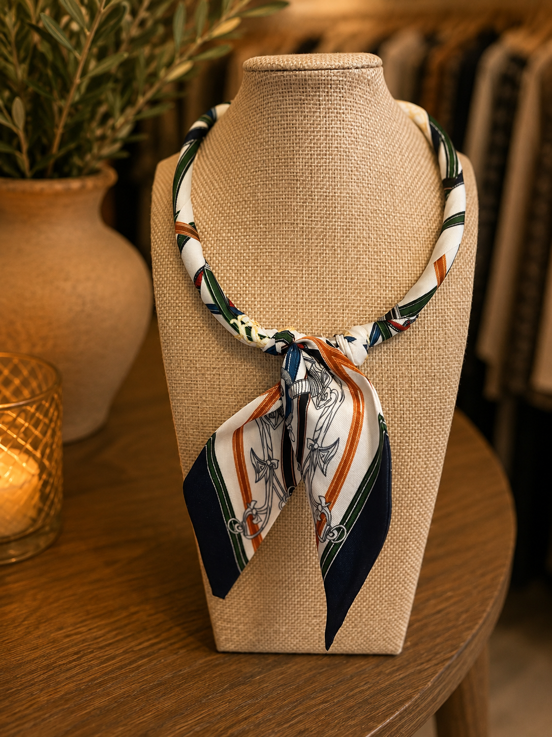 Saddle &amp; Silk Scarf Necklace SW Trading