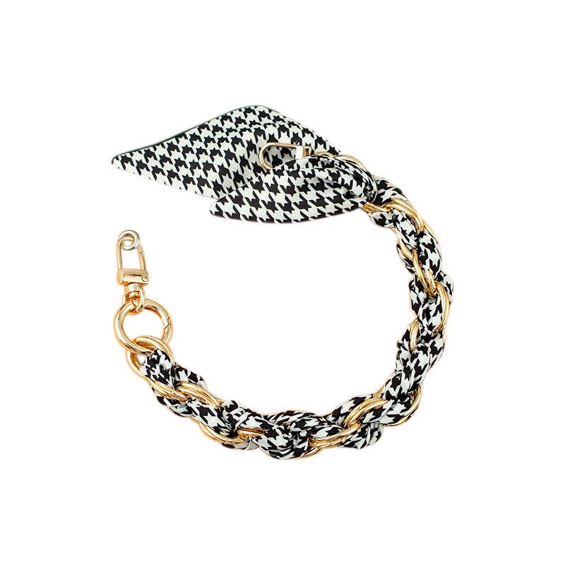 Gold Phone Chain with Scarf Black and White Print - Short BB Gemelli