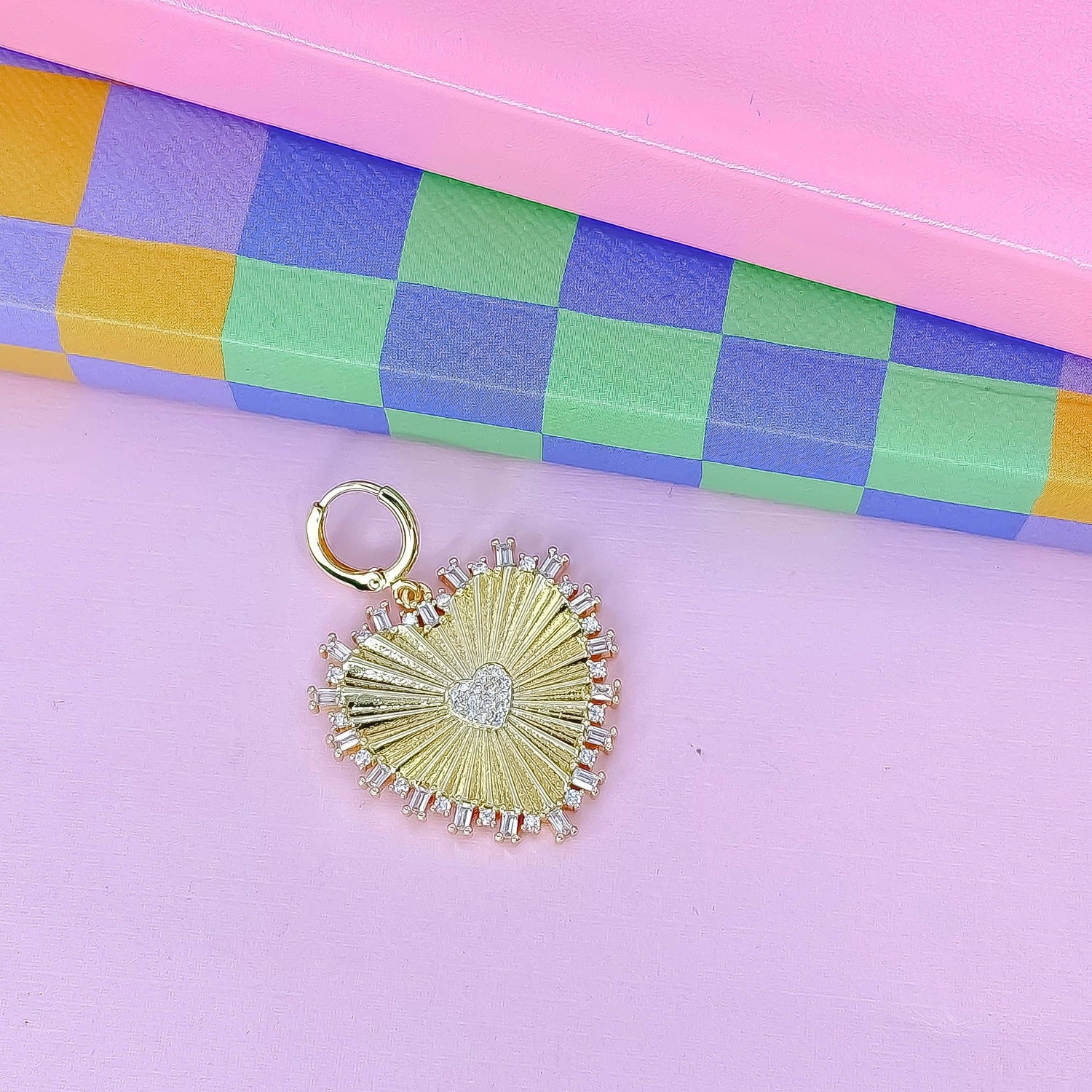 Heart gold charm with crystals 