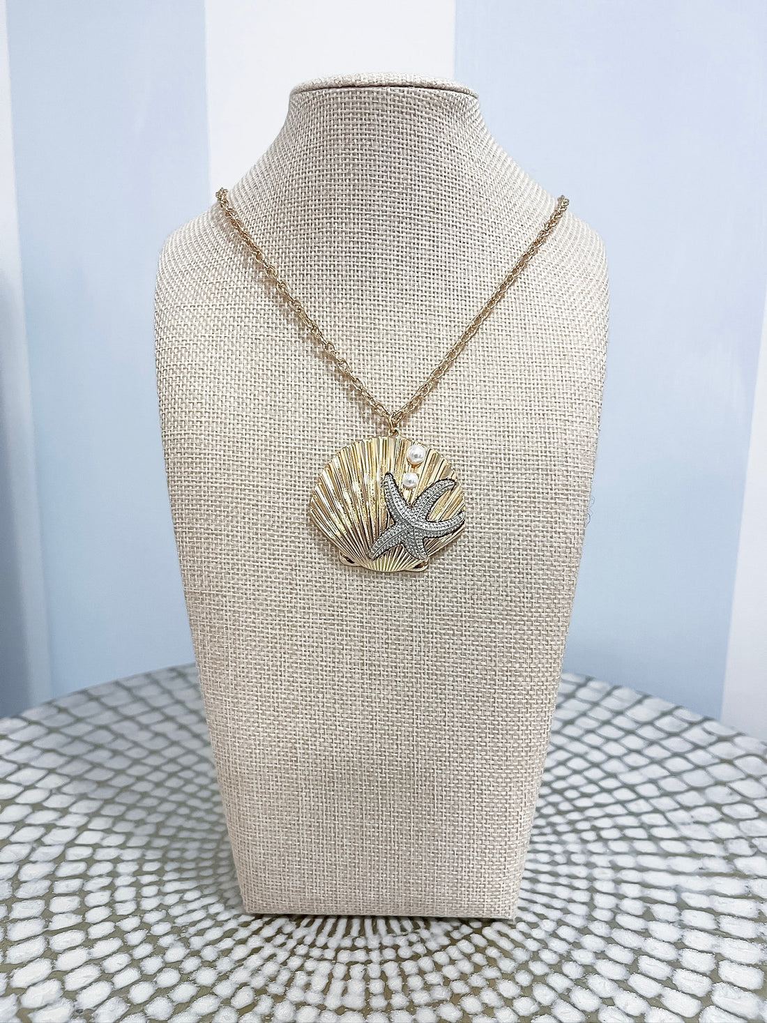 Golden Tides Shell Pendant Necklace SW Trading