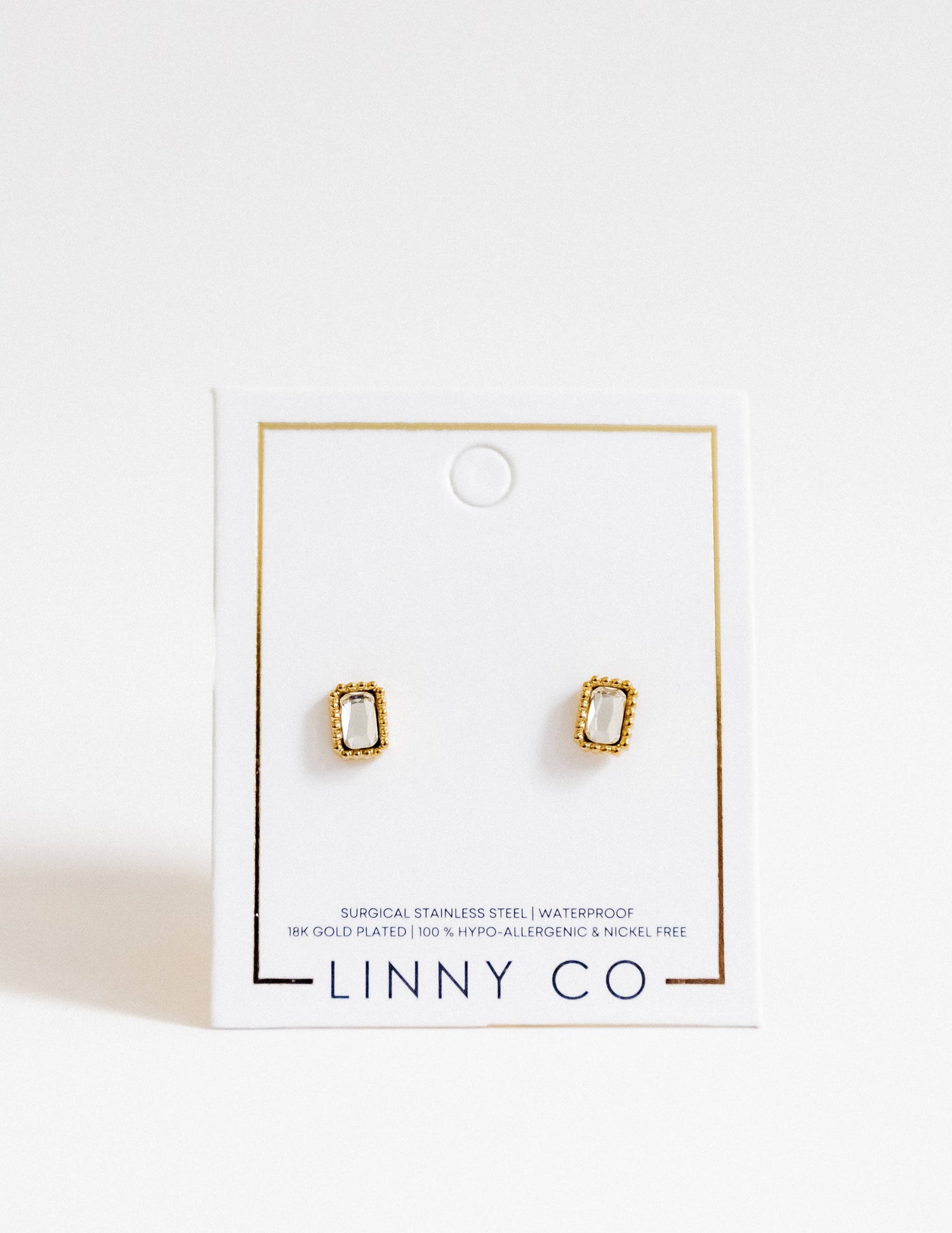 Madison Rectangular Stud Earrings-Gold