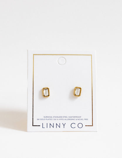Madison Rectangular Stud Earrings-Gold