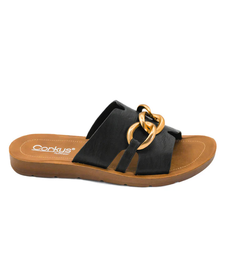 Chain Letter Sandal - Black Corkys
