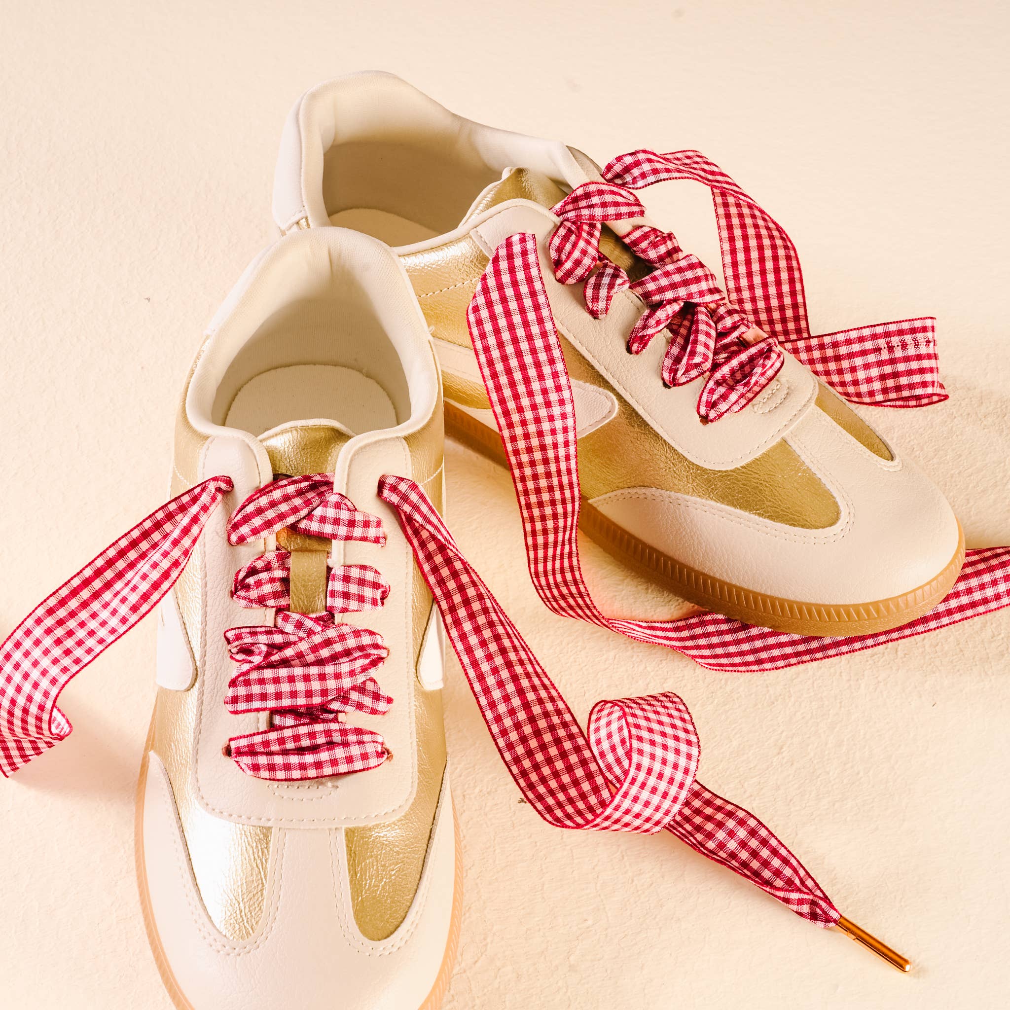 Step It Up Shoelaces- Gingham Red