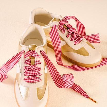 Step It Up Shoelaces- Gingham Red