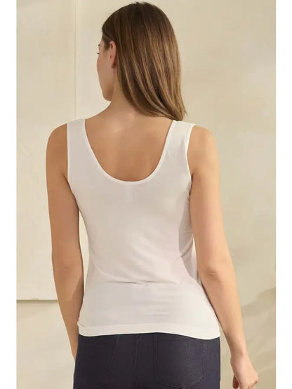 Reversible U-V Neckline Modal Tank - White Yelete