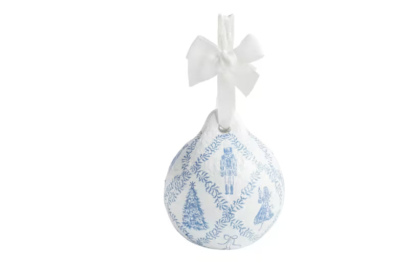 Blue Lattice Nutcracker Paper-Maché Ornament Mud Pie