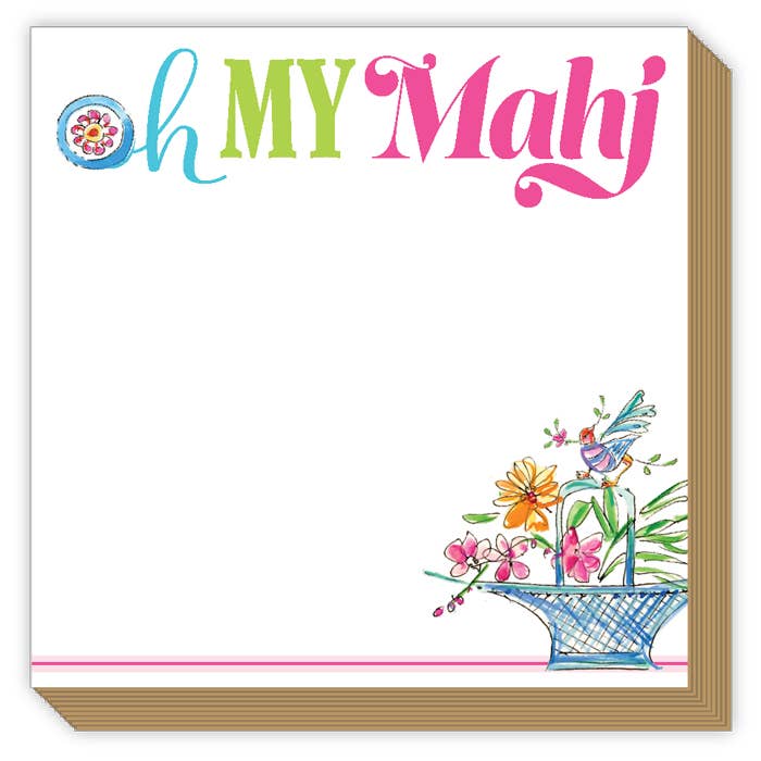 Mahjong Floral Basket Oh My Mahj Luxe Notepad RosanneBeck Collections