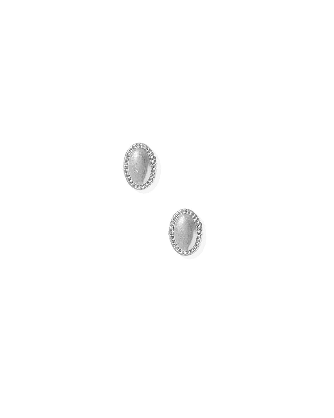 Drew Oval Stud Earrings-Silver
