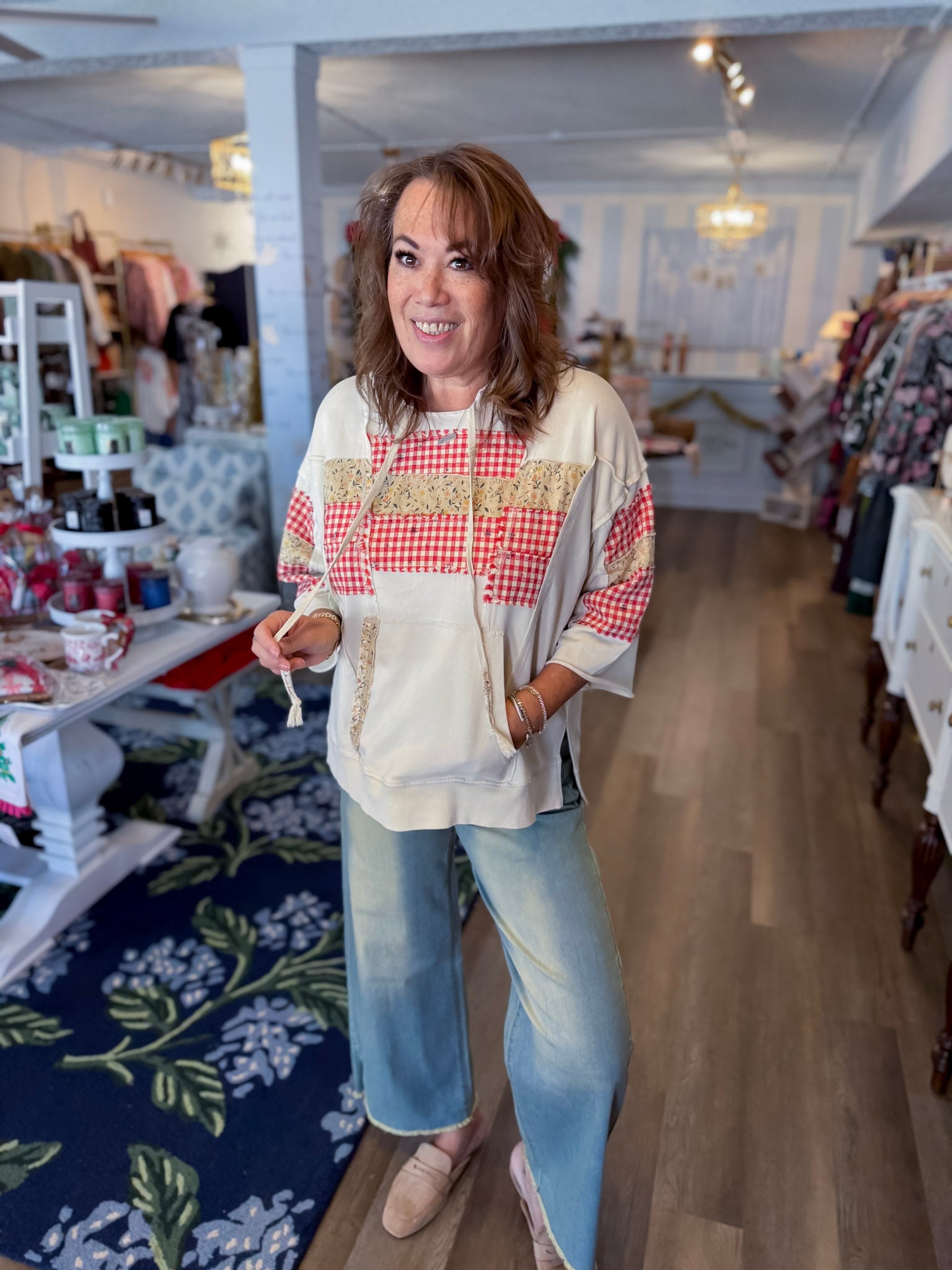 Gingham Grove Hoodie Threads of Grace