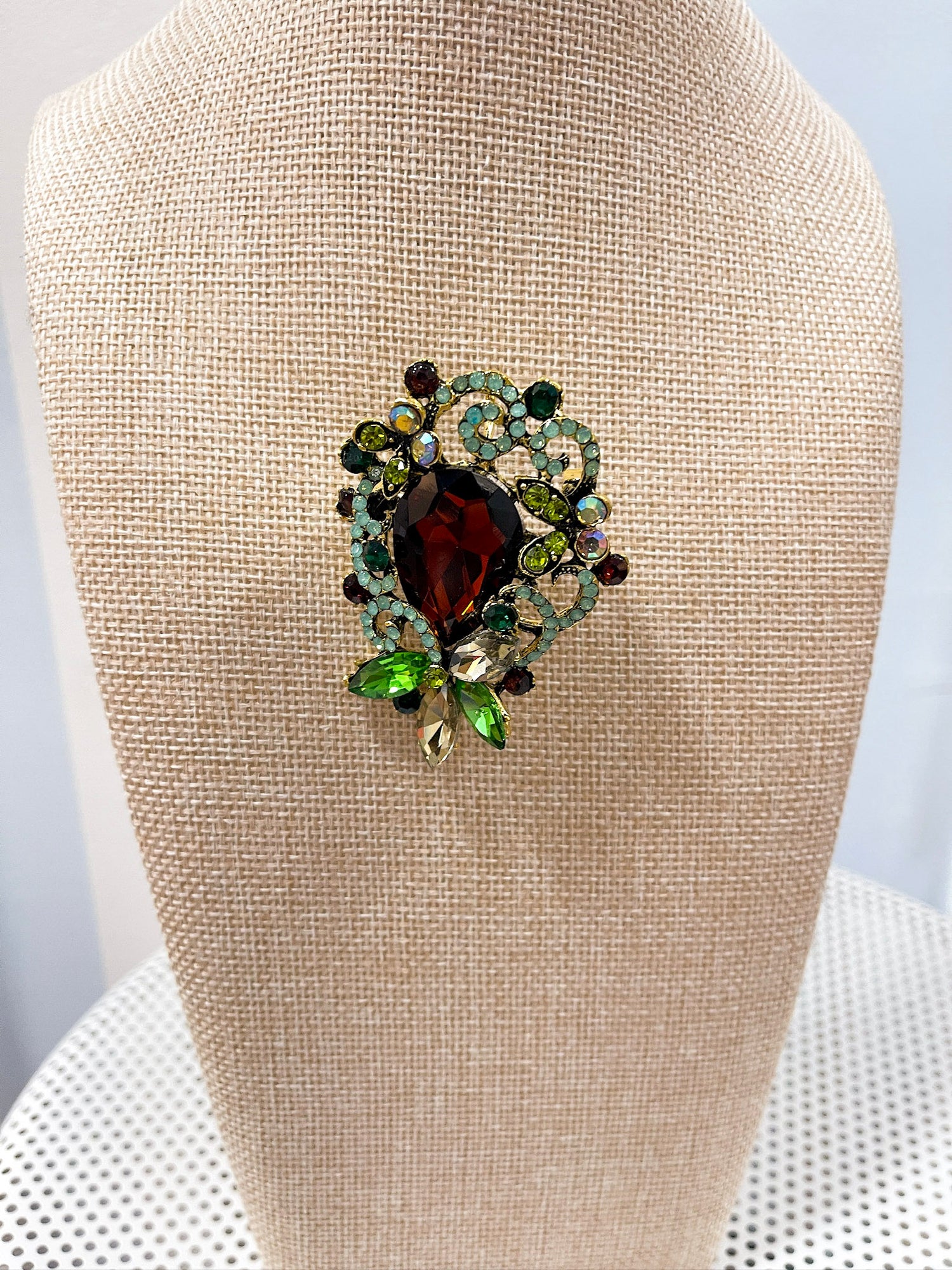 Vintage Jewel Tone Statement Brooch Terry K