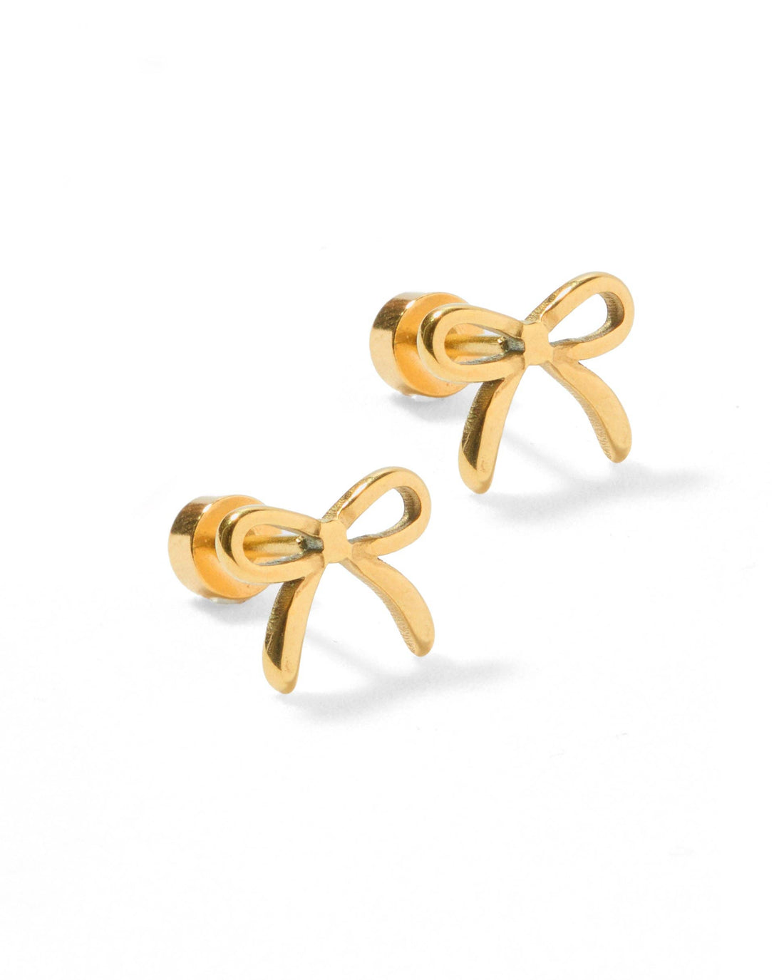 Gold bow stud earrings