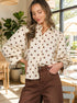 Playful Polka Dot 100%Cotton Puff Sleeve Shirt Top VT83244A Vine & Love