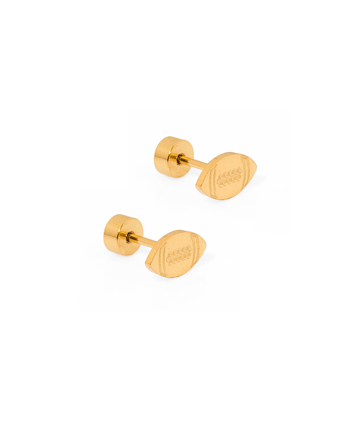 Gold football stud earrings 