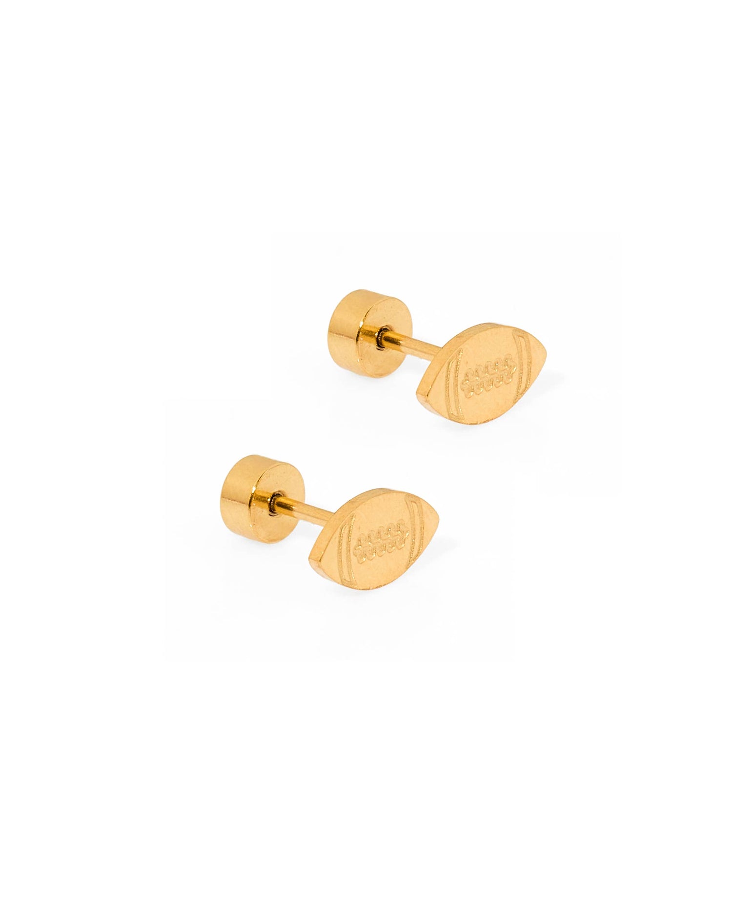 Gold football stud earrings 