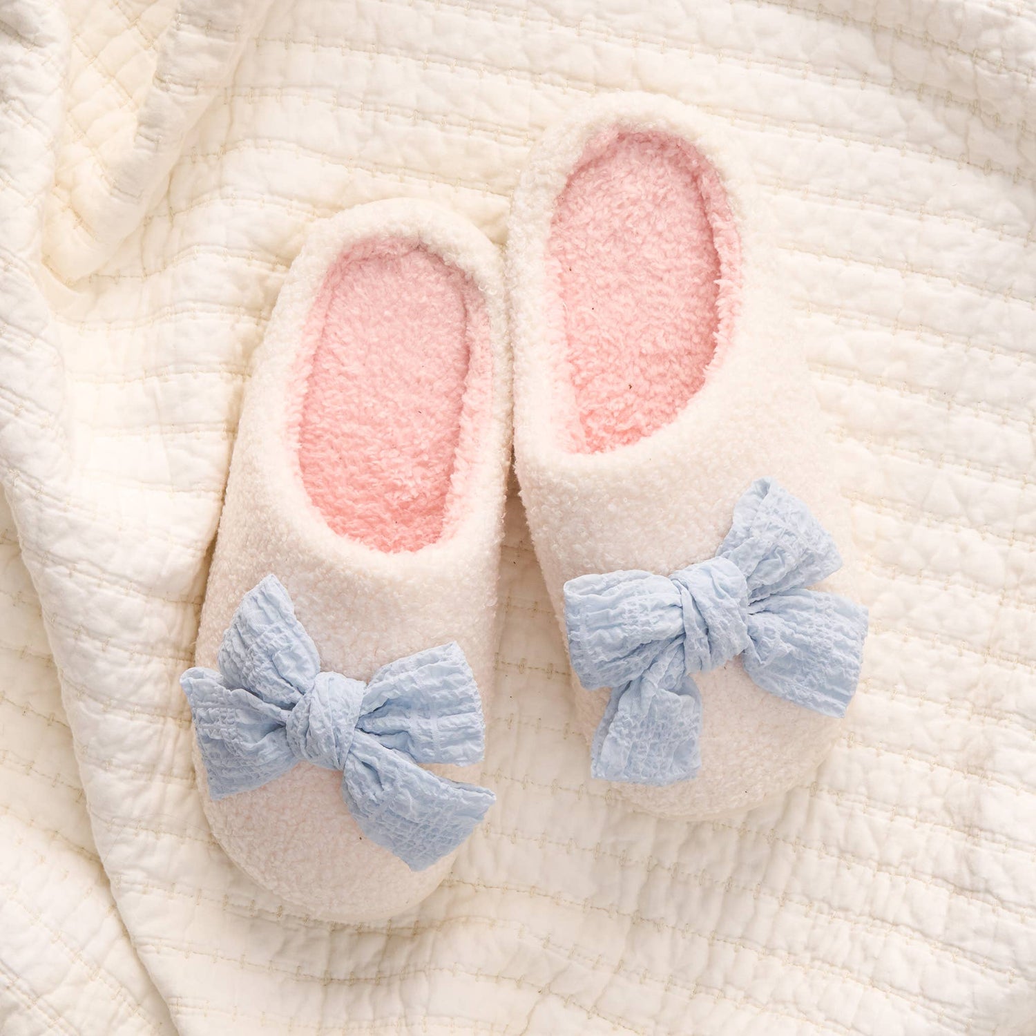 Blue bow slippers 