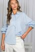 Ruffled Cuffs Accent Oversized 100%Cotton Shirt Top VT83256 Vine & Love