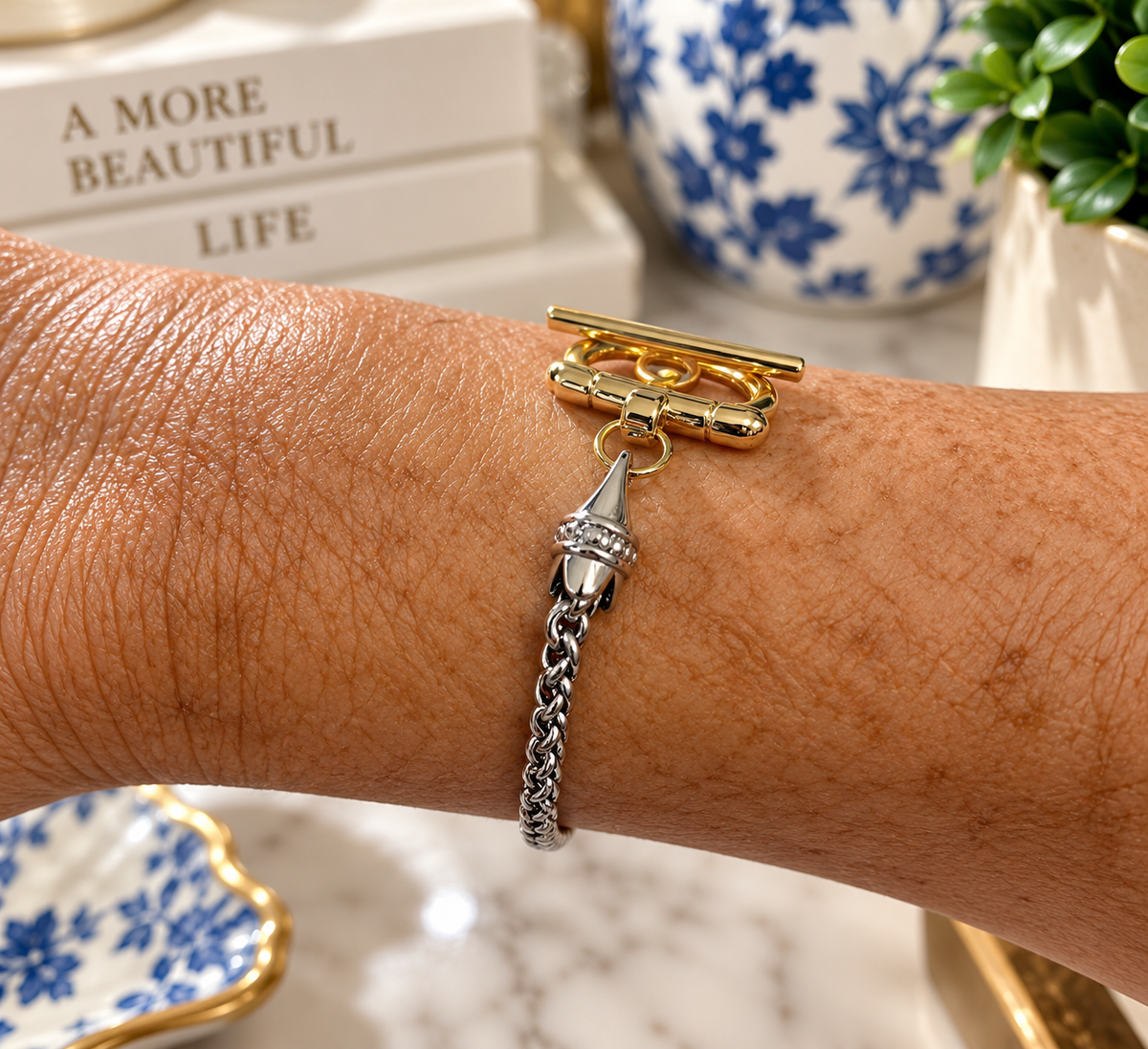 Two-Tone Toggle Link Bracelet Silver and Accessories