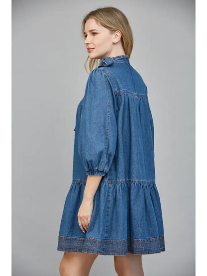 Prairie Grace Denim Dress Fate