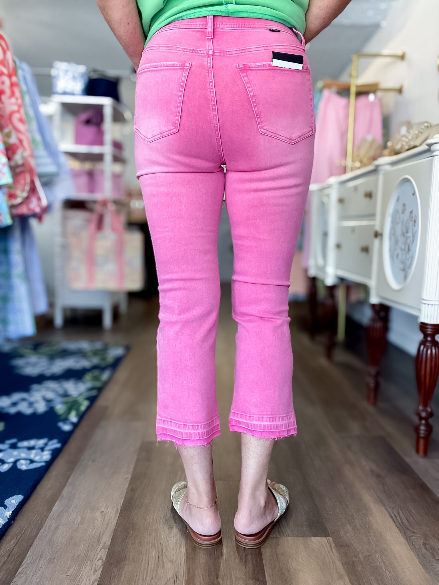 Buttercup Crop Jeans- Hot Pink Saige