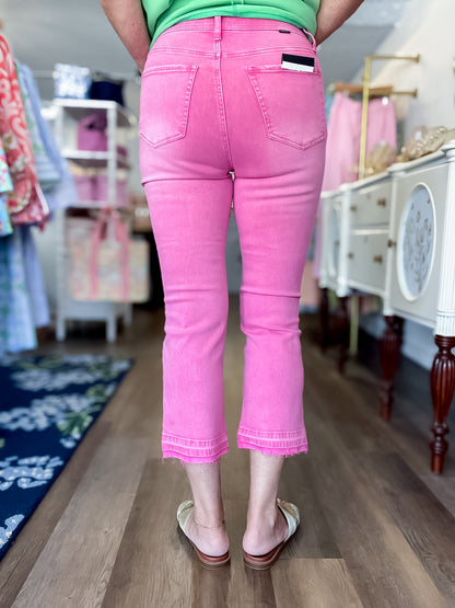 Buttercup Crop Jeans- Hot Pink Saige