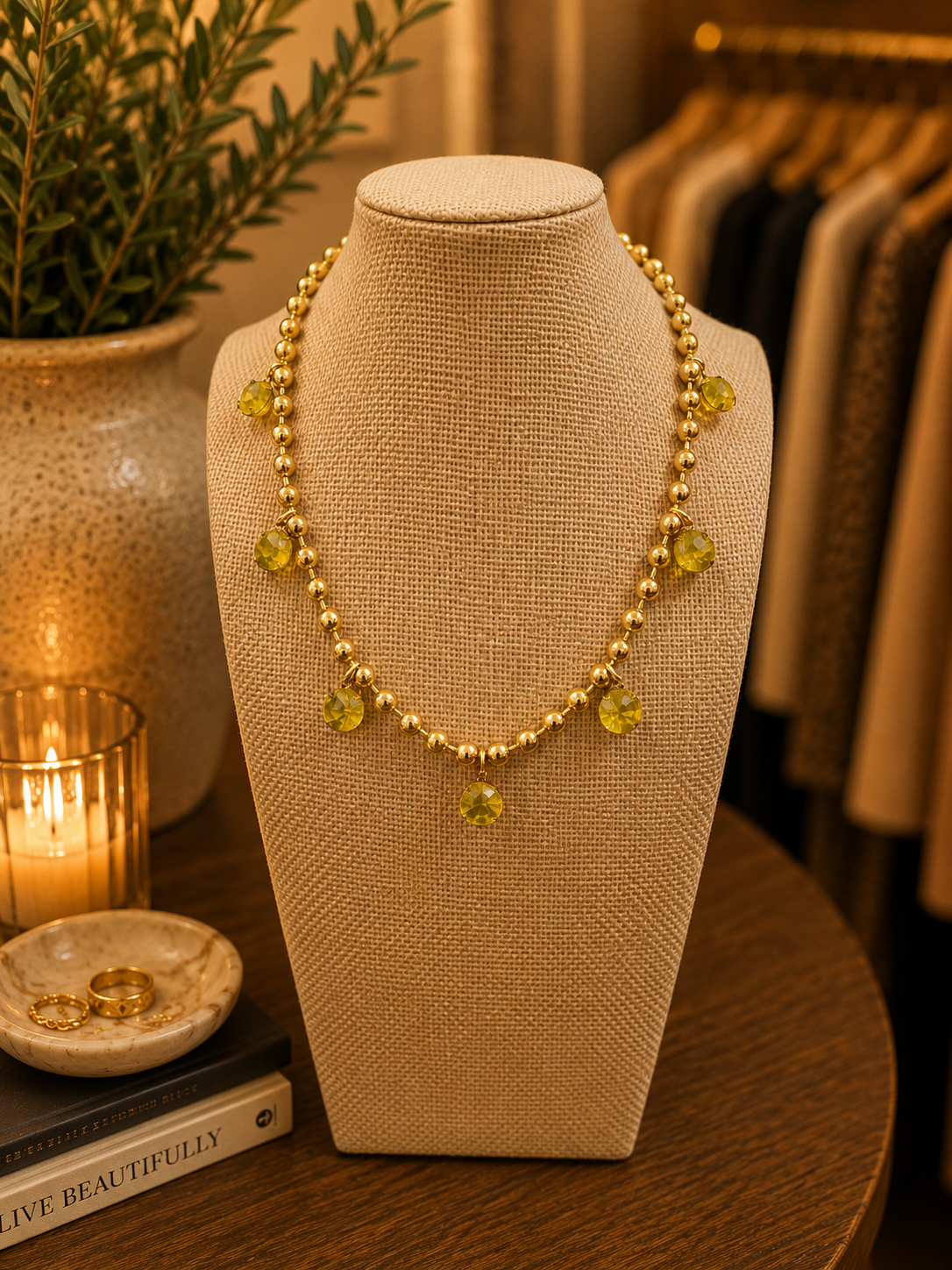 Crystal Drop Necklace By Yochi Yochi NY
