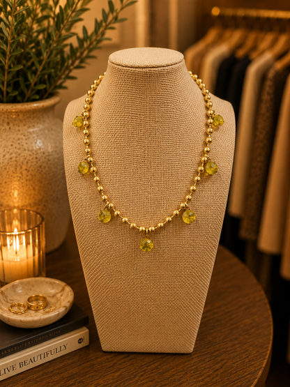 Crystal Drop Necklace By Yochi Yochi NY