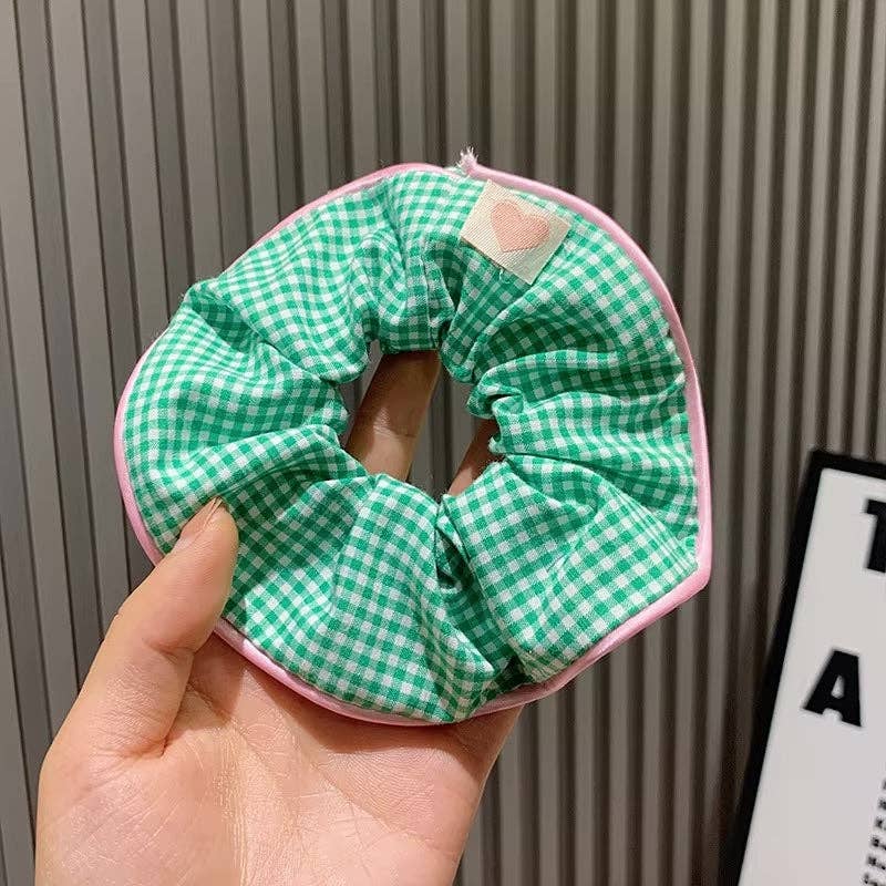 Romie Green Checkered Scrunchie
