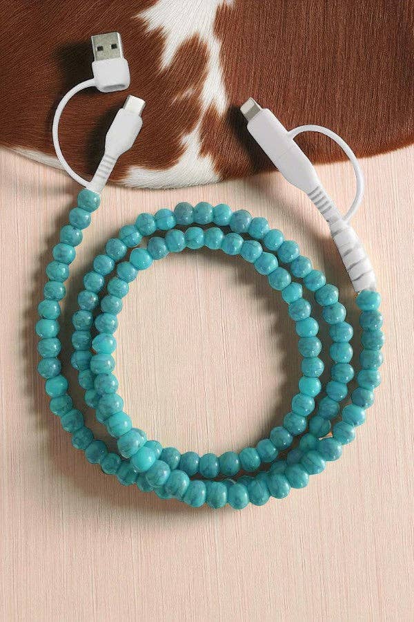 Turquoise beaded phone charger 