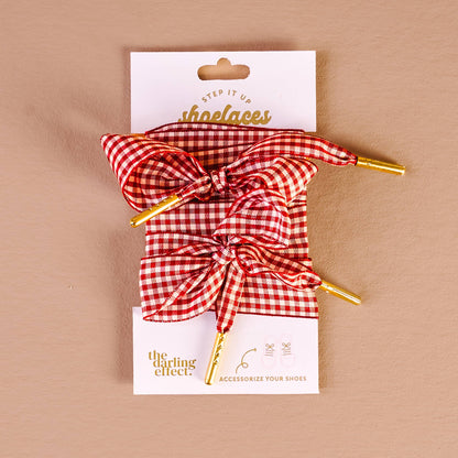 Step It Up Shoelaces- Gingham Red