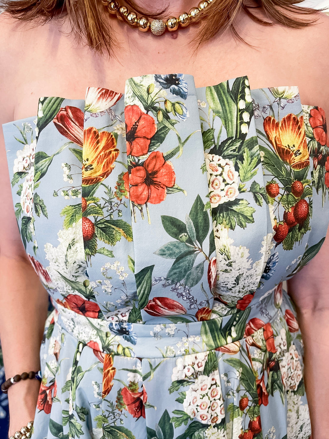 Bluebell Lane Strapless Midi Dress - Blue Entro