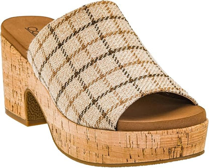 Totally Buggin Camel Plaid Wedges Corkys