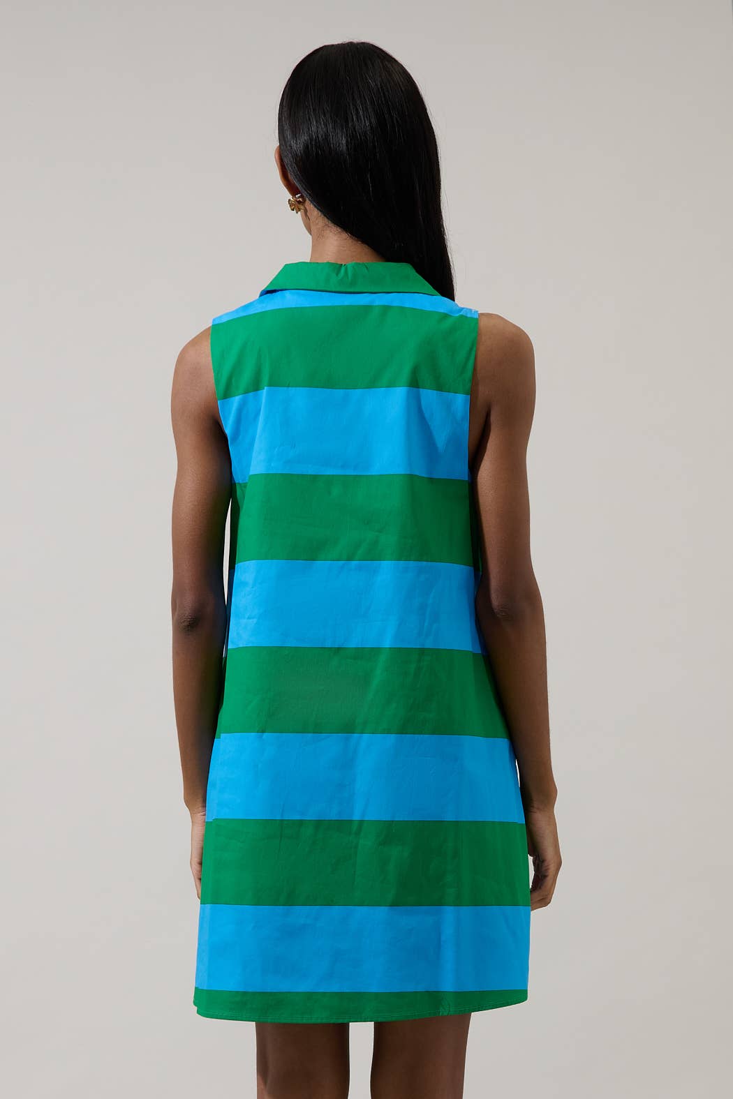 Lexya Collared Shift Mini Dress Valdy Stripe Sugarlips