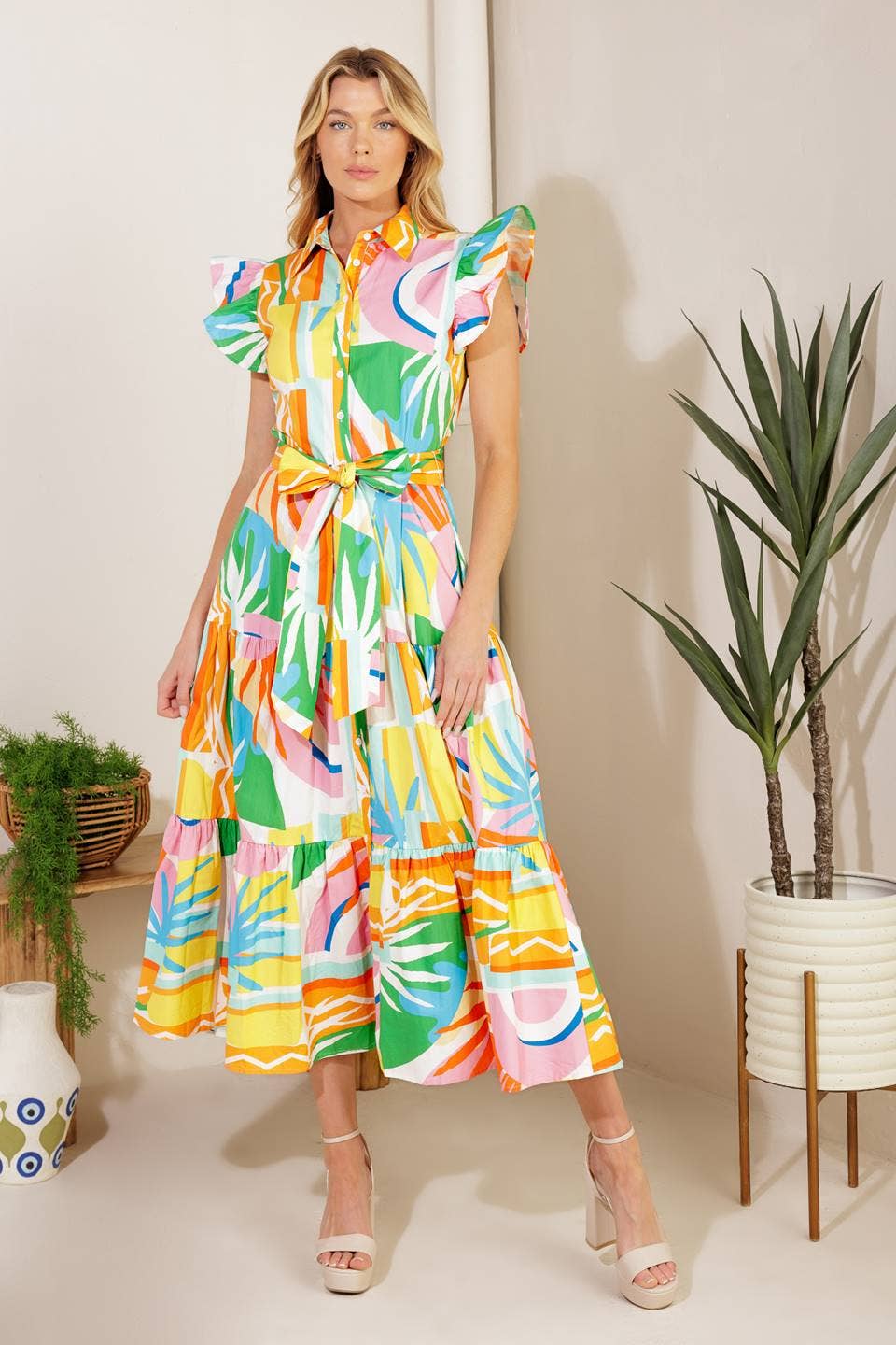 A printed woven midi dress - ID21963 FLYING TOMATO