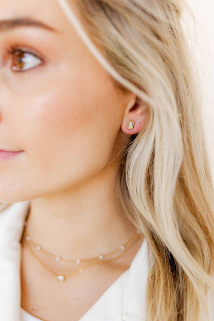 Madison Rectangular Stud Earrings-Gold