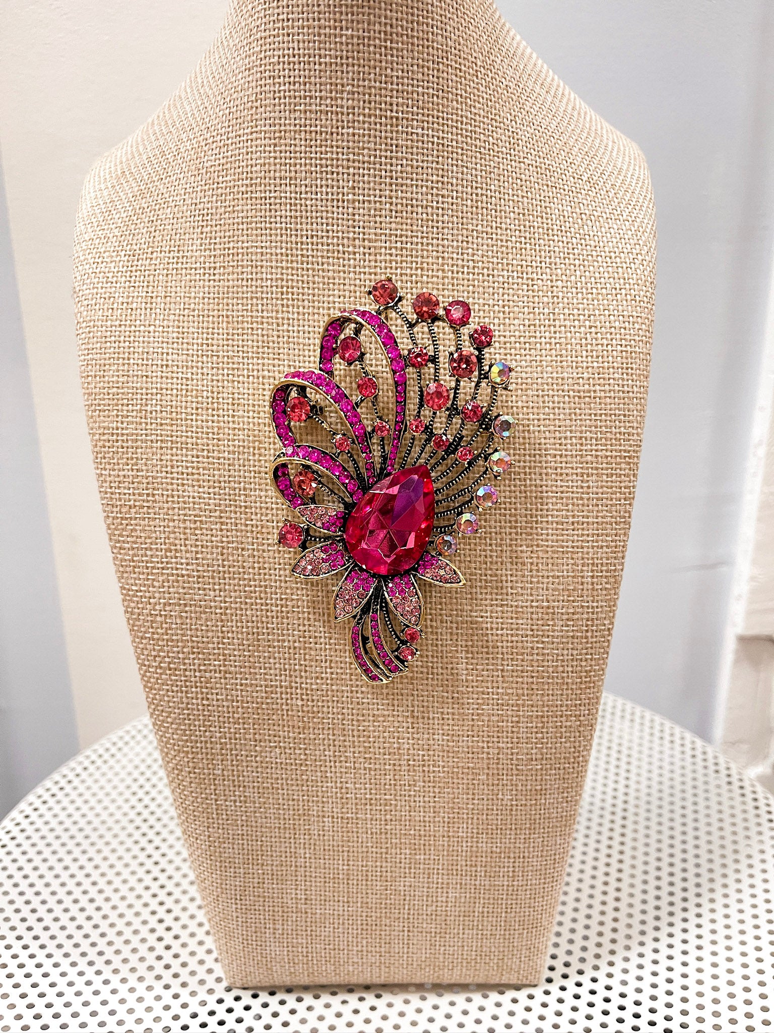 Vintage Pink Statement Brooch Terry K