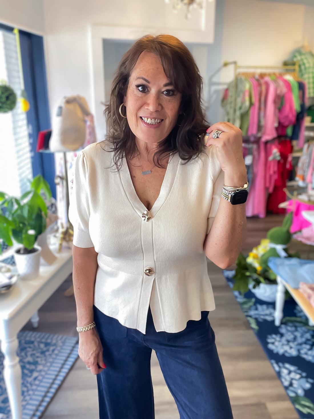 Emerson Knit Top - Ivory Skies are Blue