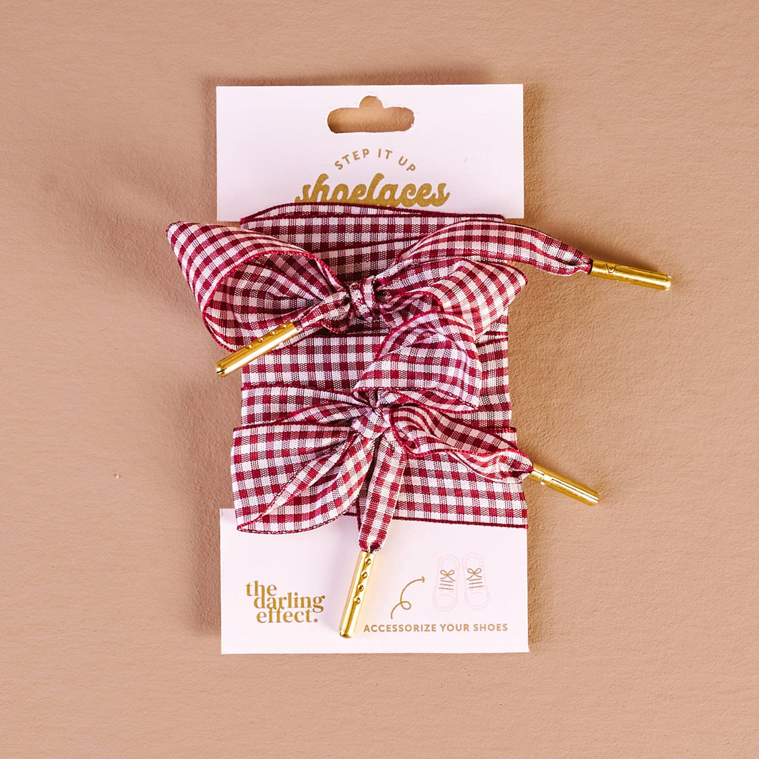 Step It Up Shoelaces-Gingham Burgundy The Darling Effect